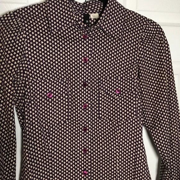 NWOT H&M Abstract Polka Purple Button Down - Picture 7 of 7